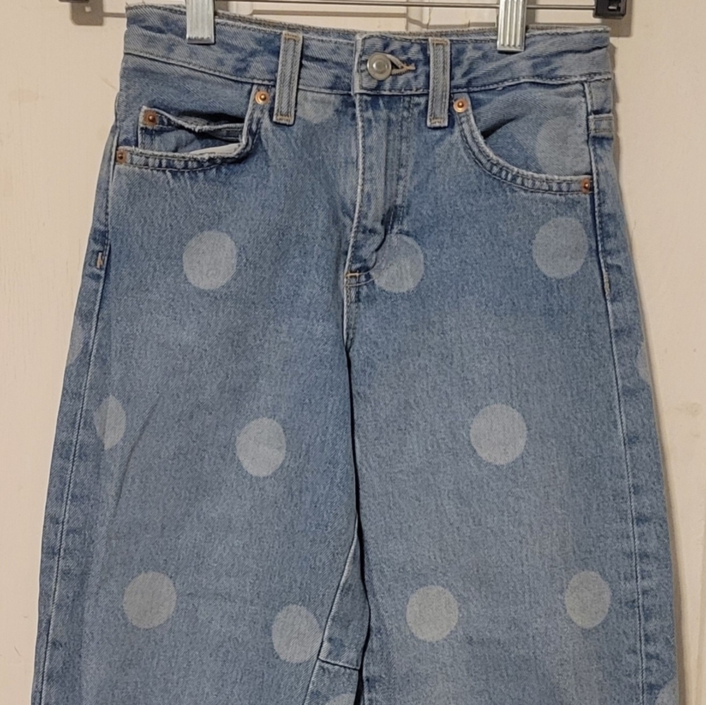 Harry Lambert For Zara X Disney Kids Polka Dot Blue Jeans 22L/12 Waist Like New
